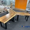 Bàn làm việc gỗ me tây 3 chổ ngồi