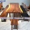 Trọn bộ bàn ăn gỗ me tây tự nhiên chân gỗ 2m1 90cm 5cm