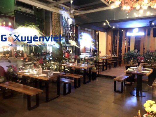 bàn nhà hàng gỗ me tây